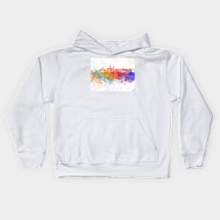 Athens GA skyline in watercolor background Kids Hoodie